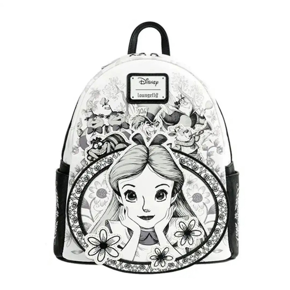 Loungefly Disney Alice in Wonderland Sketch Mini Backpack Black White Grail NWT